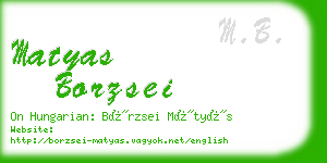 matyas borzsei business card